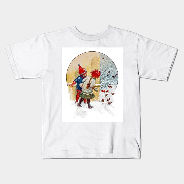 Watching the Birds Eating Their Christmas Dinner Kids T-Shirt by PictureNZ